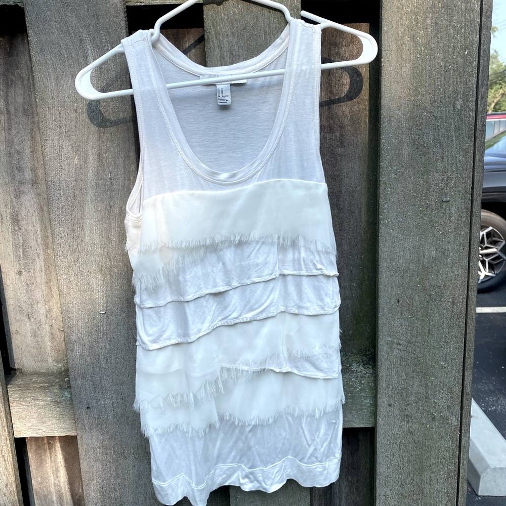 Forever 21 White/cream Tank Top with Ruffles